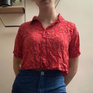 🤍3 for $10🤍 Small red Forever 21 floral crop top